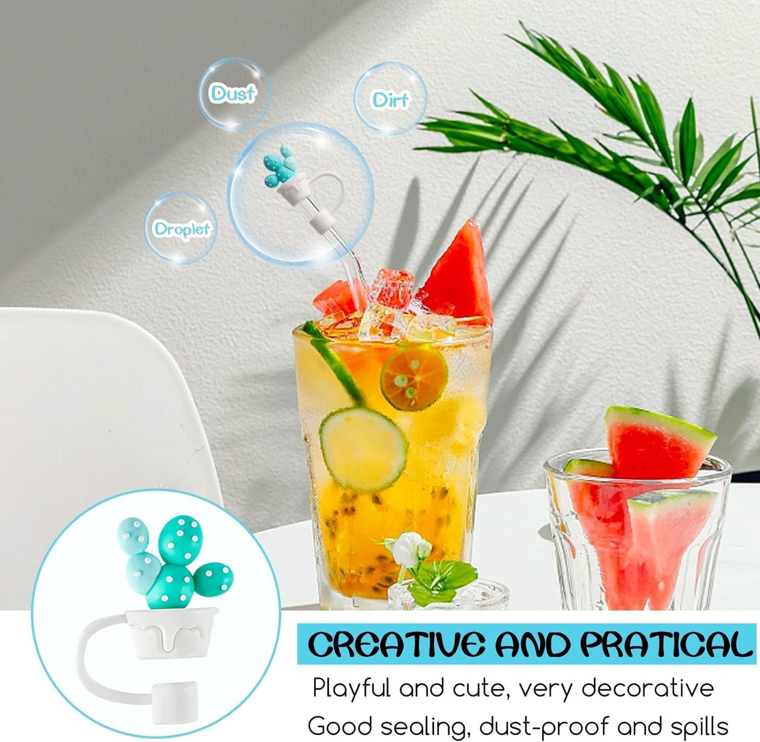 Wholesale 8pcs/pack 10mm Creative Cartoon Straw Cap